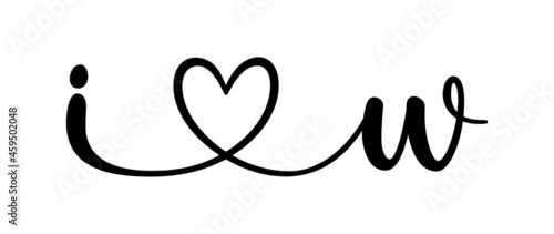 iw, wi, letters with heart Monogram, monogram wedding logo. Love icon, couples Initials, lower case, connecting HEART, home decor,