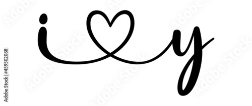 iy, yi, letters with heart Monogram, monogram wedding logo. Love icon, couples Initials, lower case, connecting HEART, home decor,