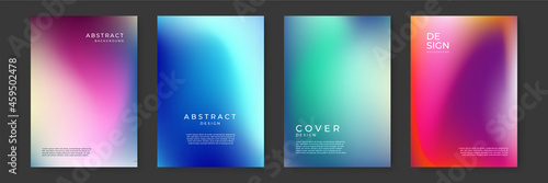 Bright color background with mesh gradient texture for minimal dynamic cover design. Blue, pink, red, yellow. Vector illustration for your graphic design, banner, summer or aqua poster