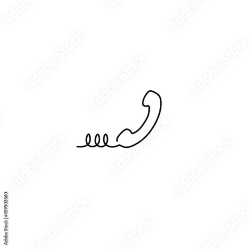 Continuous line drawing of telephone, object one line, single line art, vector illustration