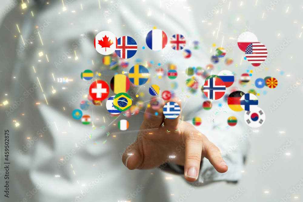 Global communication, international messaging and translation concept Global communication, international messaging and translation concept