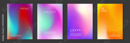 Bright color background with mesh gradient texture for minimal dynamic cover design. Blue, pink, red, yellow. Vector illustration for your graphic design, banner, summer or aqua poster