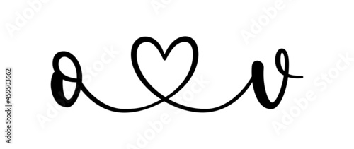 ov, vo, letters with heart Monogram, monogram wedding logo. Love icon, couples Initials, lower case, connecting HEART, home decor,