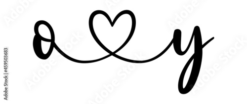 oy, yo, letters with heart Monogram, monogram wedding logo. Love icon, couples Initials, lower case, connecting HEART, home decor,