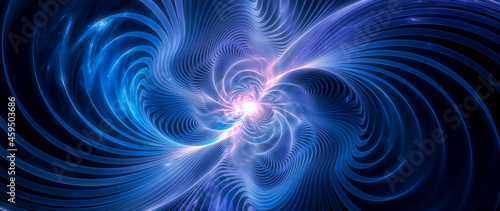 Fotografia, Obraz Blue glowing gravitational waves abstract background