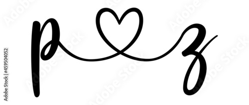 pz, zp, letters with heart Monogram, monogram wedding logo. Love icon, couples Initials, lower case, connecting HEART, home decor,
