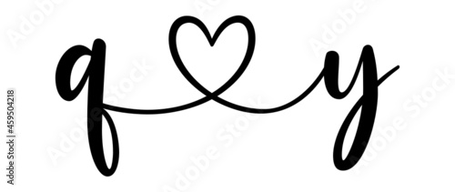 qy, yq, letters with heart Monogram, monogram wedding logo. Love icon, couples Initials, lower case, connecting HEART, home decor,