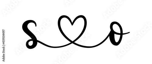 so, os, letters with heart Monogram, monogram wedding logo. Love icon, couples Initials, lower case, connecting HEART, home decor,