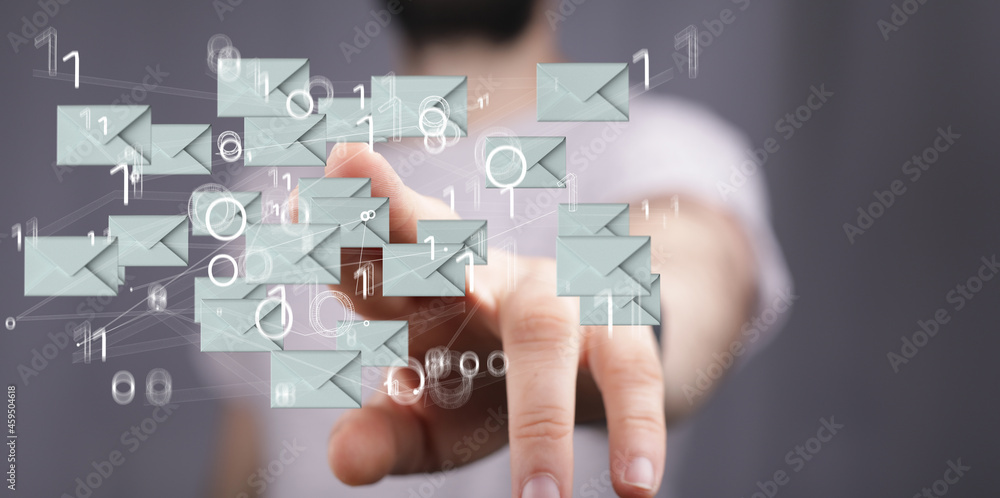 email on computer Businessman is working to important reminder email on computer Businessman is working to important reminder
