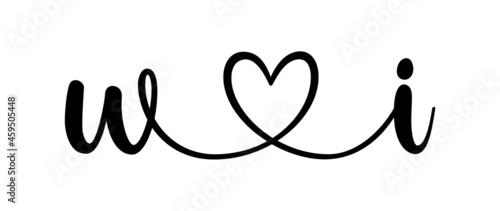 wi, iw, letters with heart Monogram, monogram wedding logo. Love icon, couples Initials, lower case, connecting HEART, home decor,