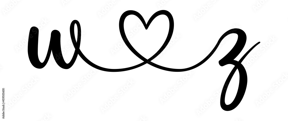 wz, zw, letters with heart Monogram, monogram wedding logo. Love icon, couples Initials, lower case, connecting HEART, home decor, wz, zw, letters with heart Monogram, monogram wedding logo. Love icon, couples Initials, lower case, connecting HEART, home decor,