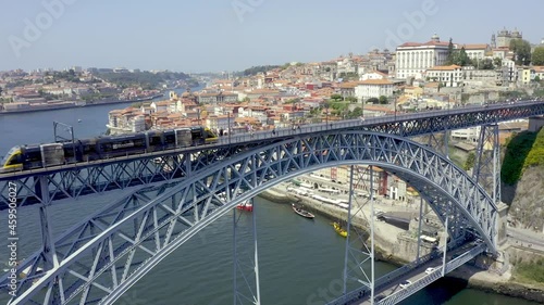 Vista sobre ponte dom Luís e rio Douro, Porto, Portugal.
D. Luis bridge by drone. photo
