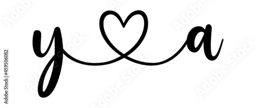 ya, ay, letters with heart Monogram, monogram wedding logo. Love icon, couples Initials, lower case, connecting HEART, home decor,