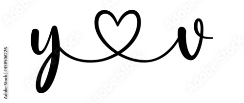 yv, vy, letters with heart Monogram, monogram wedding logo. Love icon, couples Initials, lower case, connecting HEART, home decor,