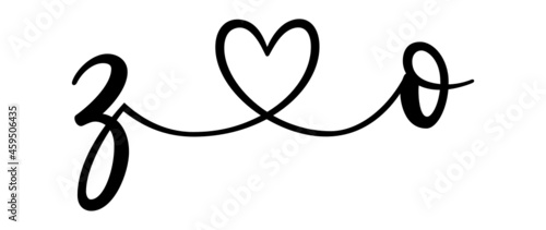 zo, oz, letters with heart Monogram, monogram wedding logo. Love icon, couples Initials, lower case, connecting HEART, home decor,