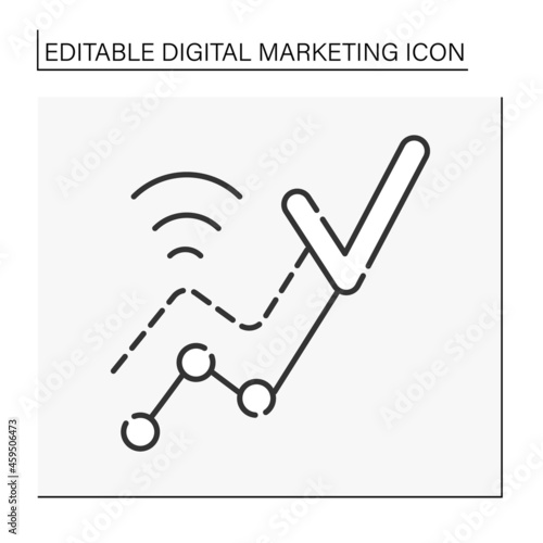  Online business grow line icon. Graph. Productivity and profitable startup. Digital marketing concept. Isolated vector illustration. Editable stroke