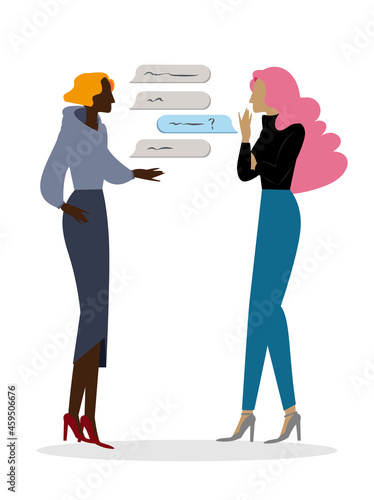 立って会話する女性二人のイラスト