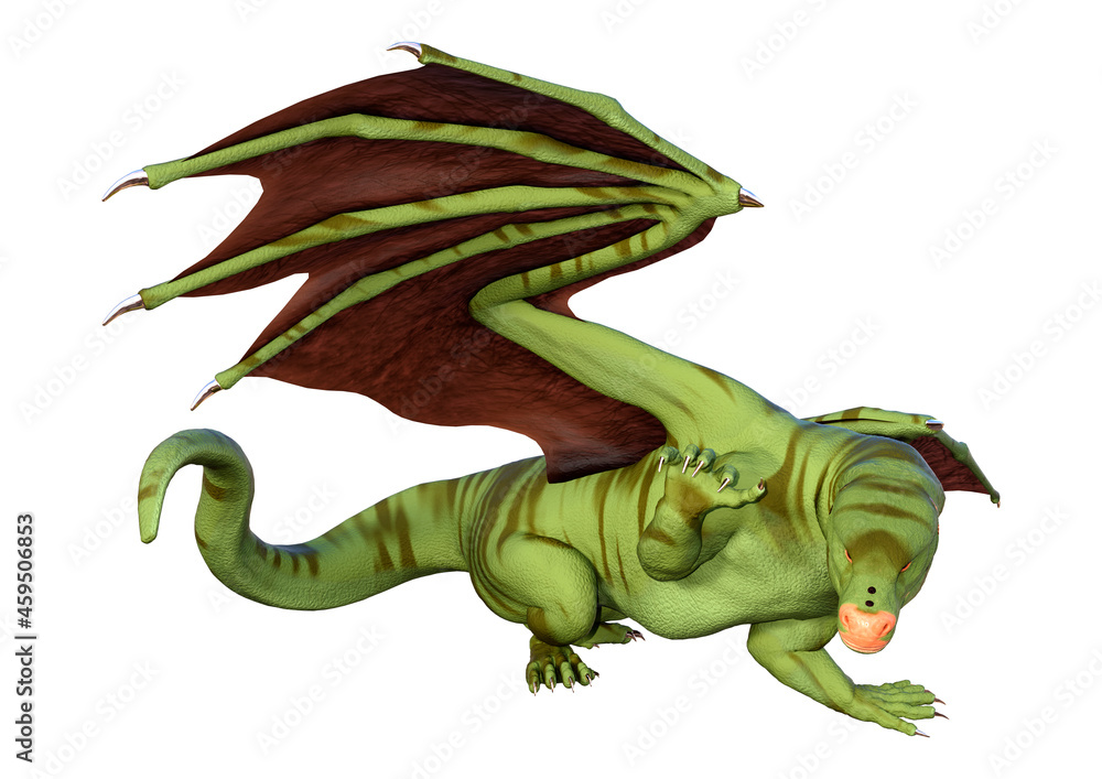 Obraz premium 3D Rendering Fairy Tale Dragon on White