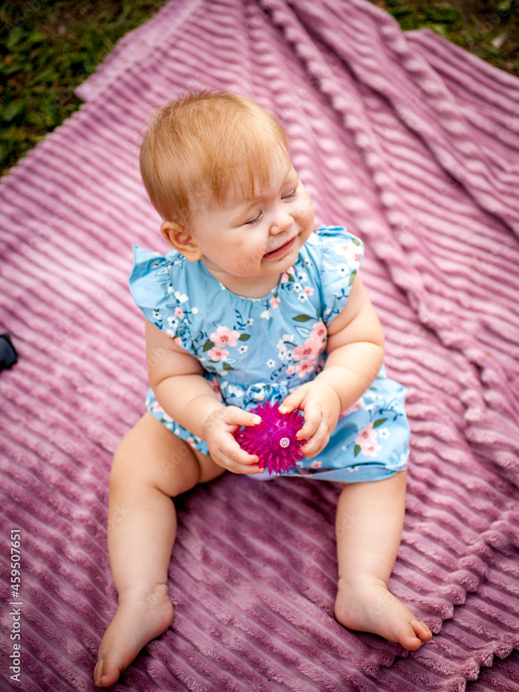 little girl with toys in the forest little girl with toys in the forest