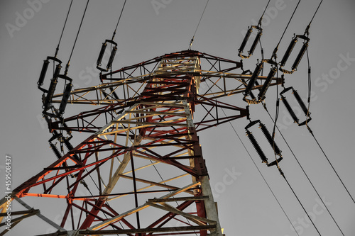 High electric tower, wires