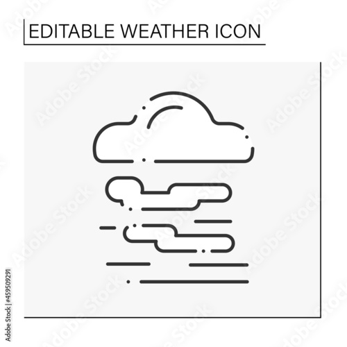 Fog line icon. Haze. Mist weather. Hazed sky with clouds. Weather forecast. Weather concept. Isolated vector illustration. Editable stroke