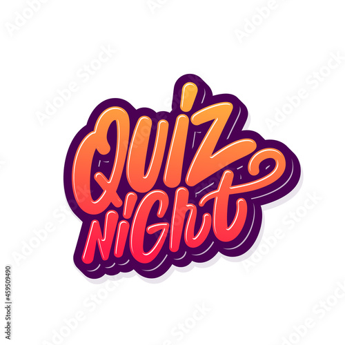 Quiz night. Vector handwritten lettering banner.