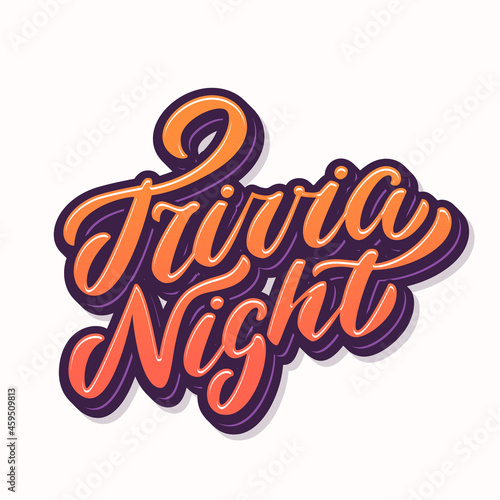 Trivia night. Vector handwritten lettering banner.