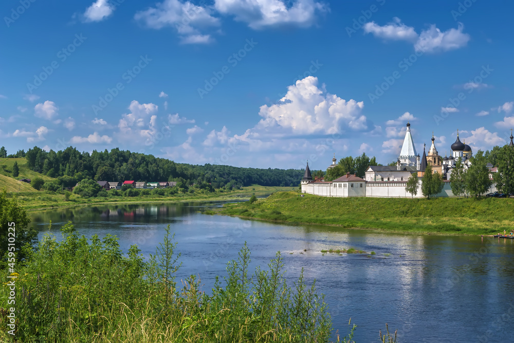 Landscape with Dormition Monastery, Staritsa, Russia Landscape with Dormition Monastery, Staritsa, Russia