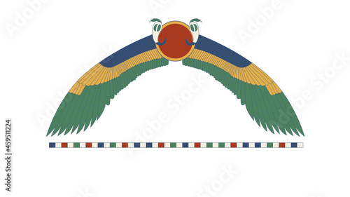 Egypt sun disk with wings. Egypt ornamental wings and snake composition, ornamental element of Ancient Egypt.