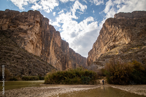 Hiking in the Santa Elena Canyon in Big Bend National Park in Texas photo