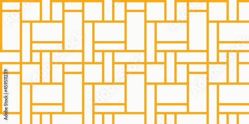 1960s Mod Wallpaper in Bright Yellow | Repeating De Stijl Pattern | Mid-Century Geometric Line Graphic | Seamless Googie Wall Art | Stylish Retro Tiles