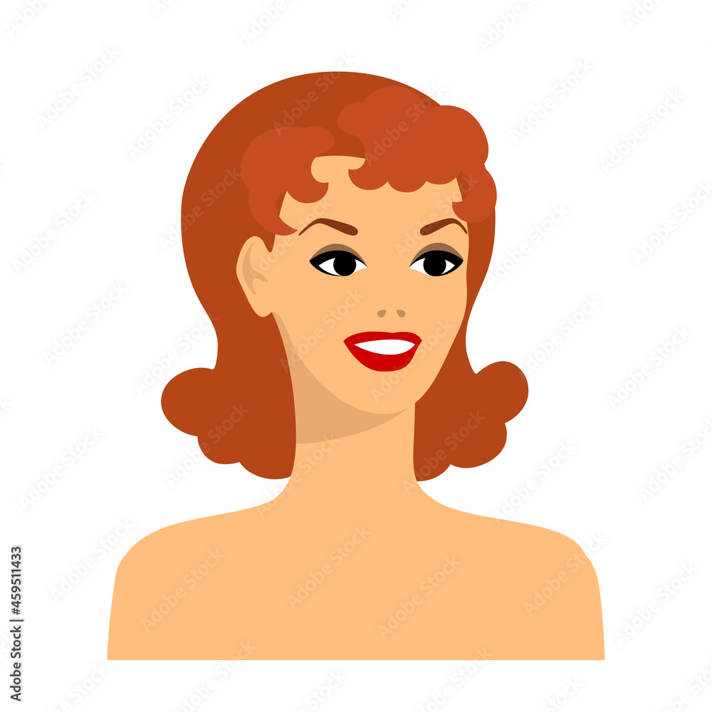 Stylized illustration of retro girl. Image for design or decoration. Stylized illustration of retro girl. Image for design or decoration.
