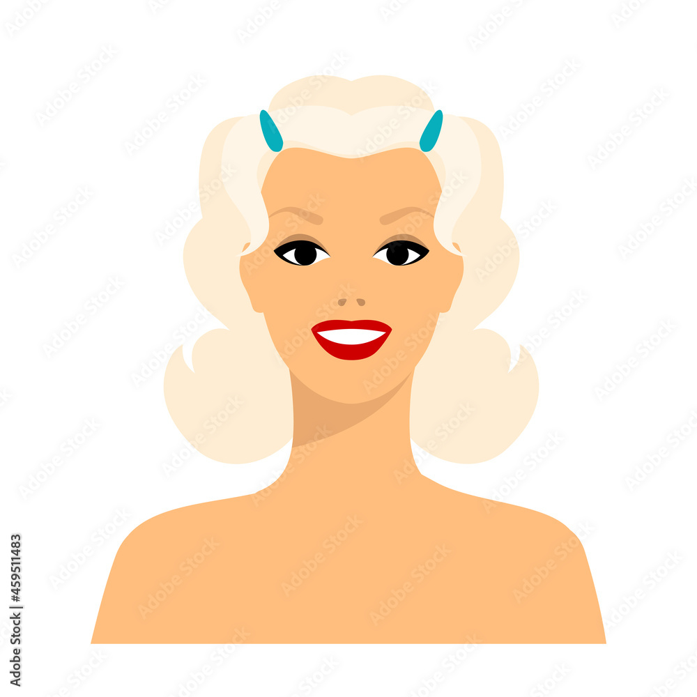 Stylized illustration of retro girl. Image for design or decoration. Stylized illustration of retro girl. Image for design or decoration.