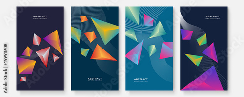 Modern abstract covers story social media set, minimal covers design. Colorful geometric background, vector illustration.