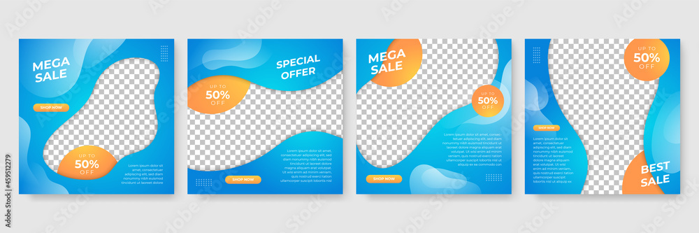 Set of Editable minimal square banner template. Blue and yellow background color with stripe line shape. Suitable for social media post and web internet ads. Vector illustration with photo college Set of Editable minimal square banner template. Blue and yellow background color with stripe line shape. Suitable for social media post and web internet ads. Vector illustration with photo college