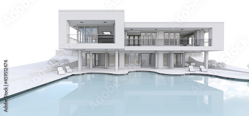 3d modern house, on white background. 3d illustration. © whitecityrecords