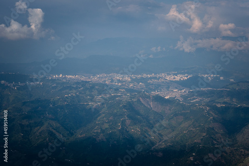 aerial view of the city of Manizales Caldas Coffee crops and products of the region