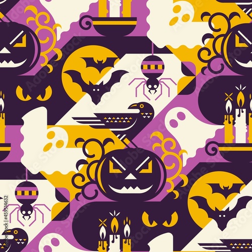 Halloween vector seamless pattern geometric style