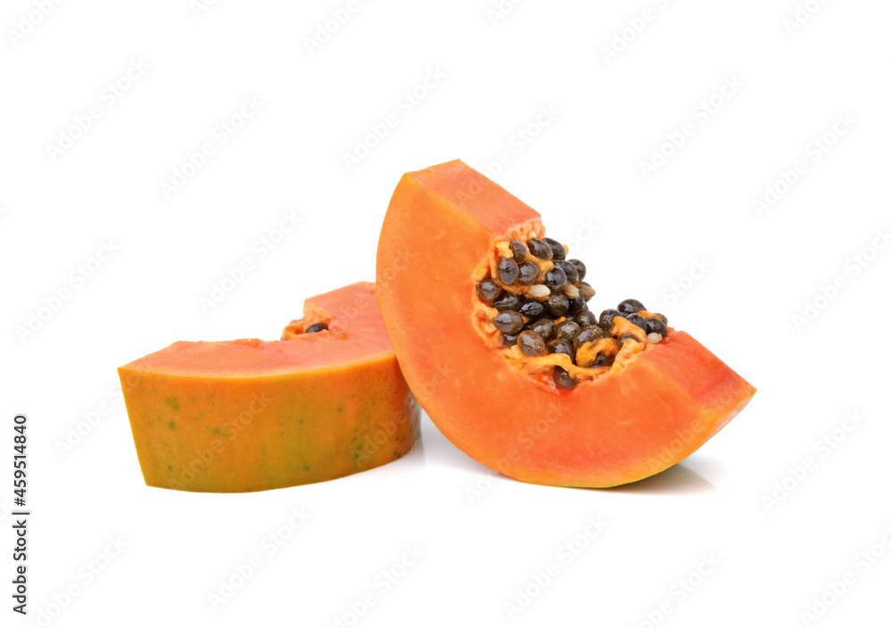 Sliced papaya isolated on white background Sliced papaya isolated on white background