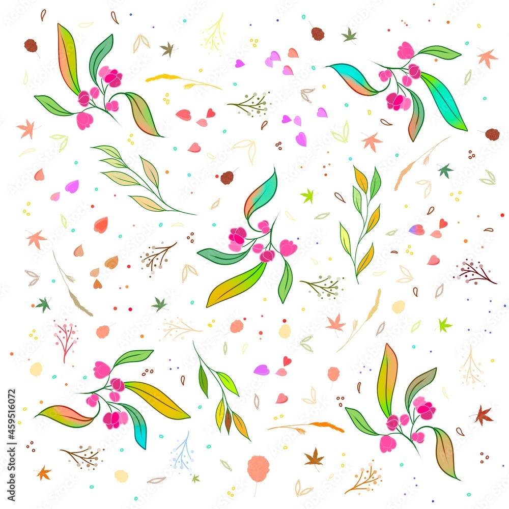 seamless floral pattern, autumn illustration leaves seamless floral pattern, autumn illustration leaves