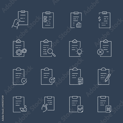 Clipboard icons set. Clipboard pack symbol vector elements for infographic web