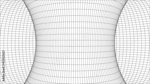 Tunnel or wormhole. Digital 3d wireframe tunnel. 3D tunnel grid. Background abstract vector image	