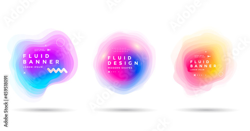 Set of abstract colorful liquid shapes. Fluid gradients banner design. An isolated dynamical art form.