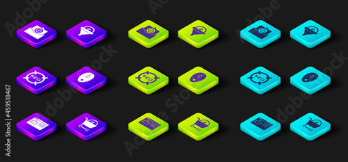 Set Browser window, Shopping cart and dollar, SEO optimization, Computer mouse, Lead management and Mail e-mail icon. Vector