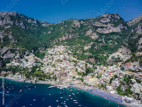 Vista aerea della città di positano, costiera amalfitana photo