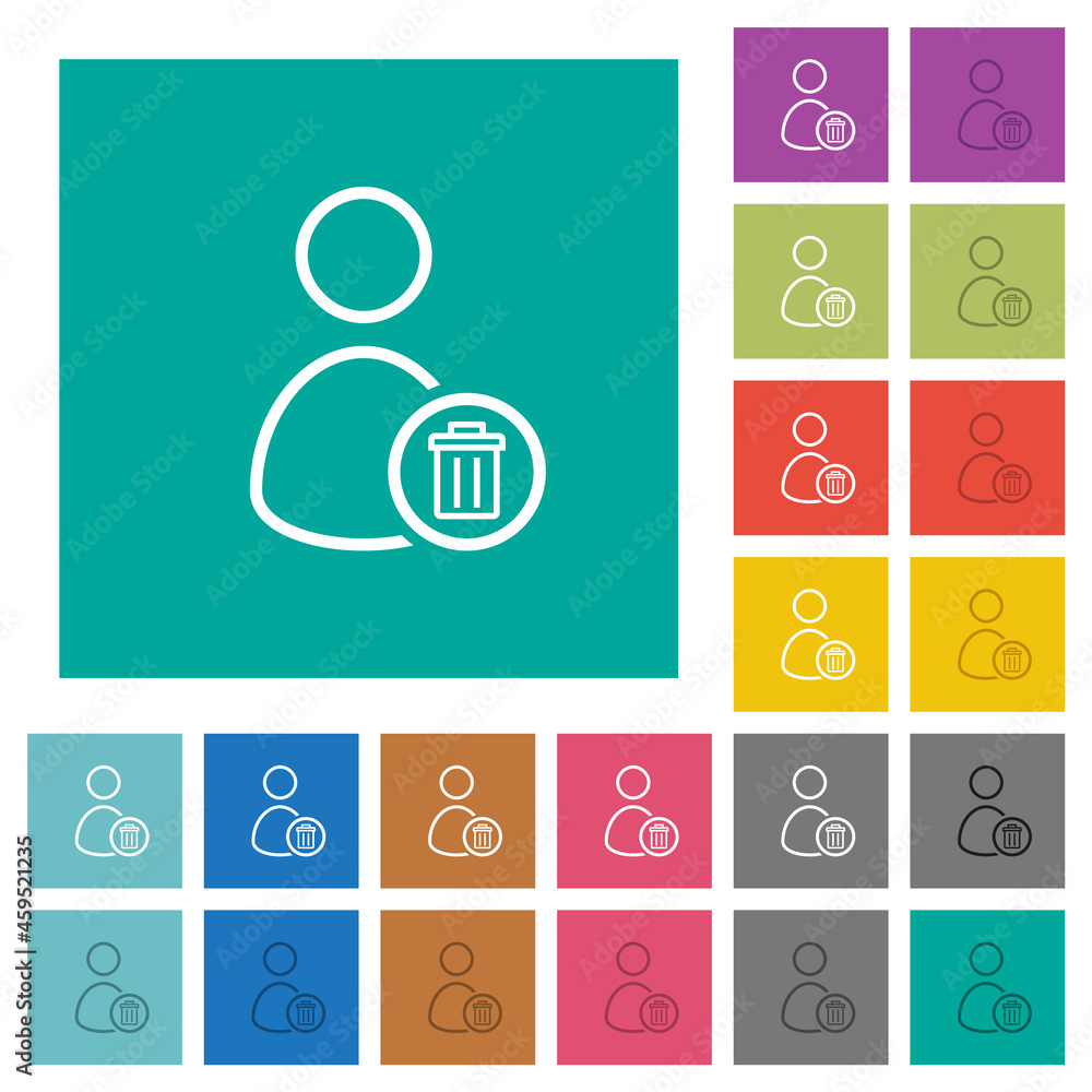 Delete user outline square flat multi colored icons Delete user outline square flat multi colored icons