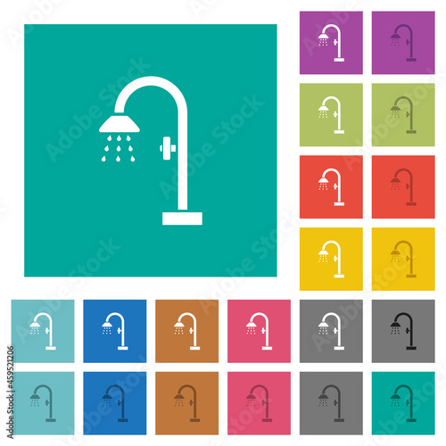 Shower square flat multi colored icons