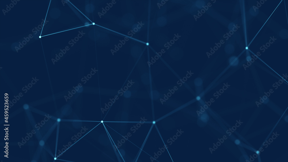 Digital blue background of dots connected by lines plexus effect. 3d illustration