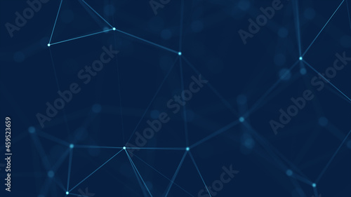 Digital blue background of dots connected by lines plexus effect. 3d illustration