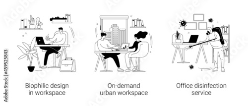 Working conditions abstract concept vector illustrations.